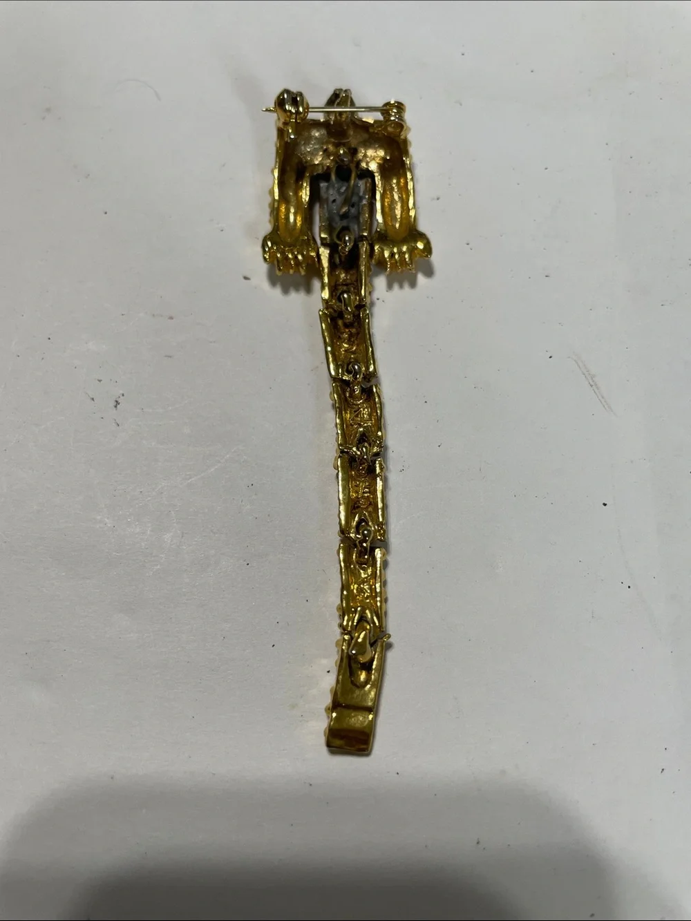 Vintage Tiger Claws/Tail Gold, Crystal and Black Brooch. eBay- $100. Bag